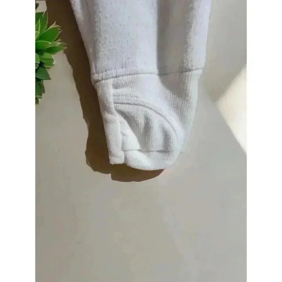 Athleta Hoodie Womens Medium White Tulip Back Sweater Thumb Cuff Casual - Picture 2 of 6